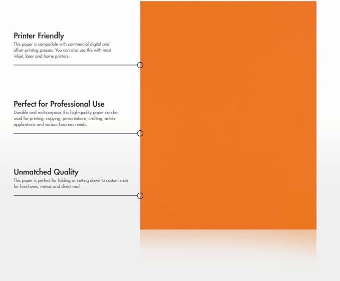 LUXPaper 8.5" x 11" Paper | Letter Size | Mandarin Orange | 80lb. Text | 50 Qty