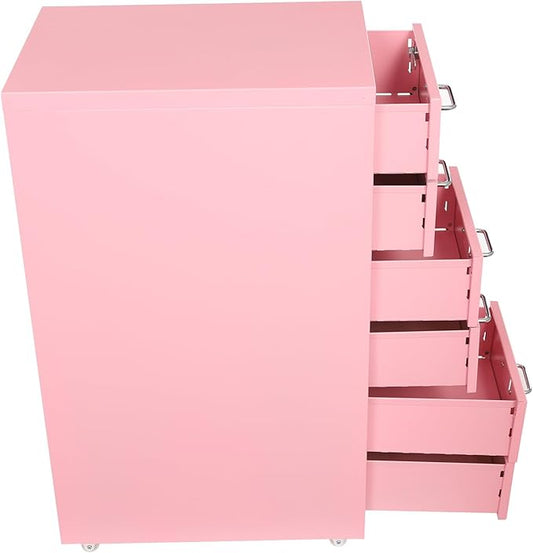 6 Drawer Rolling Metal Filing Cabinet, Metal Vertical Filing Cabinets with Lock, Rolling Under Desk Steel Lockable Filing Cabinets with Wheels, Vertical Files Cabinet for Home Office