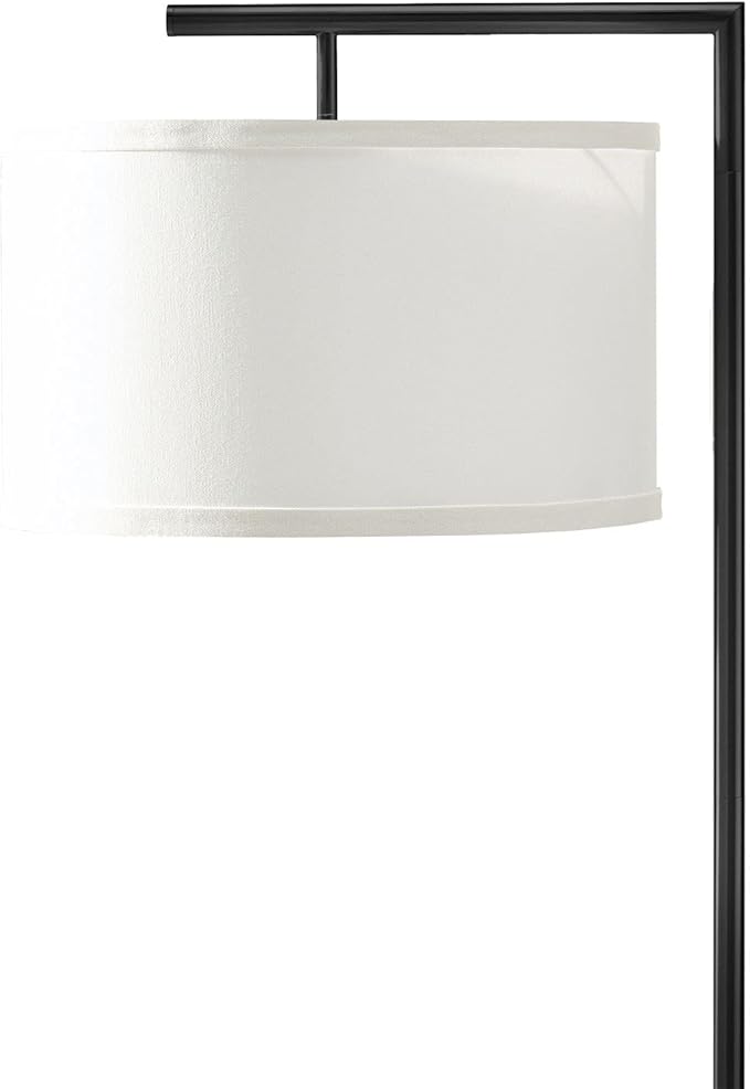 Brightech Montage Modern Floor Lamp - LED Standing Lamp with Tan Shade for Living Rooms & Offices - Bedroom Reading Light - Tall Corner Pole Lamp for Contemporary Home Decor - Black