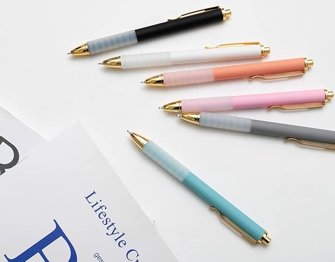 Pens, Pens Fine Point Smooth Writing Pens, Personalized Ballpoint Pens Bulk, Flair Colorful Pens, Black Ink 1.0 mm Journaling Pen, Office Supplies for Women & Men, Note Taking(12-pack)