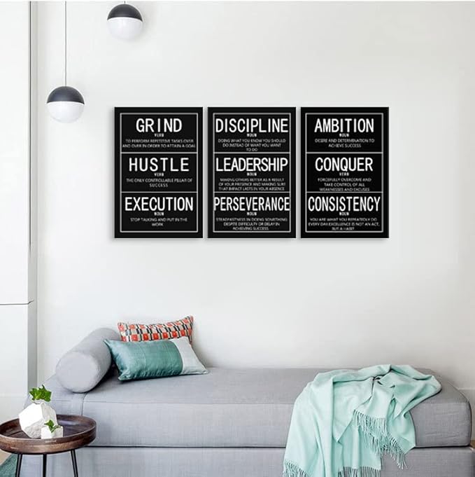 3 Panels Motivational Canvas Wall Art Inspirational Entrepreneur Quotes Poster Print Artwork Painting Inspirational Picture Framed Home Office Bedroom Wall Decor Ready to hang[48''Wx 24''H]