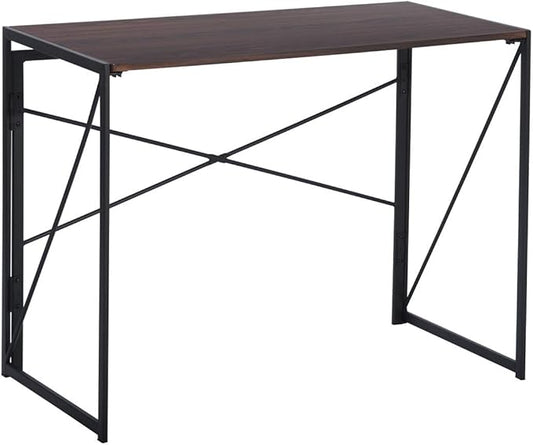 Homy Casa 39.4 Inch Foldable Laptop Desk, Space-Saving Computer Table with No Assembly Required, Sturdy Metal Frame, Minimalist Design for Home Office, Study, or Small Spaces, Walnut