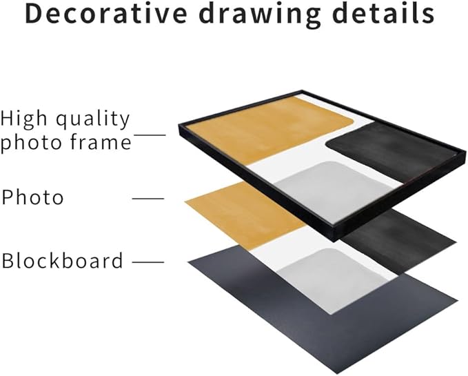 MPLONG Framed Wall Art Modern Abstract Canvas Wall Art 3 Piece Set Of Painted Prints Boho Style For Living Room Bathroom Kitchen Office Wall Decor Canvas Artwork (Black)