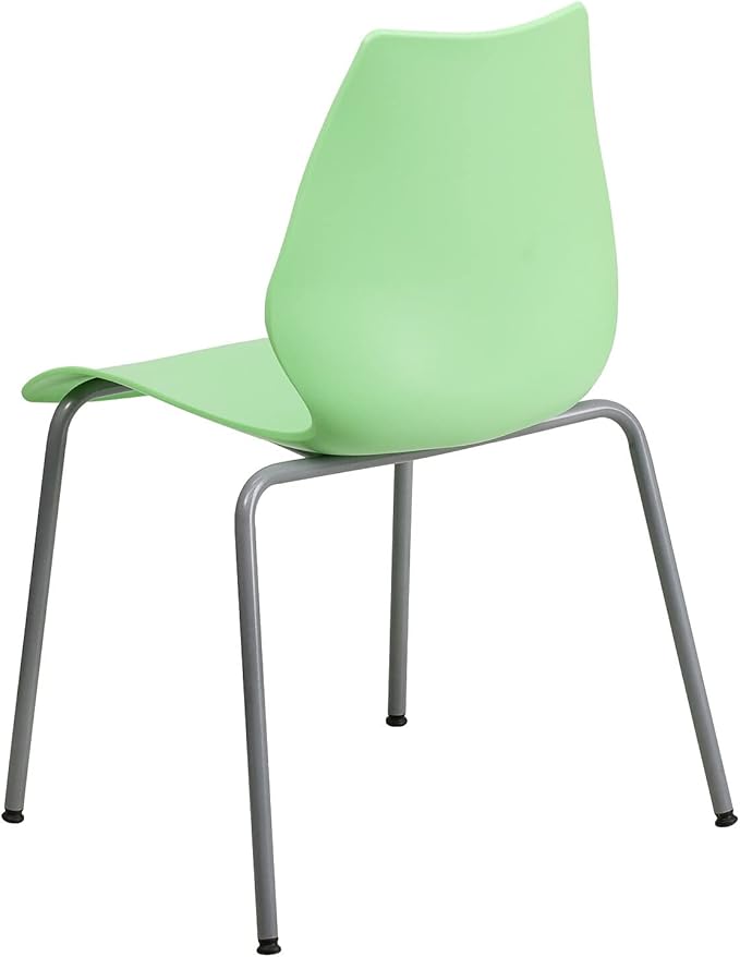 Flash Furniture HERCULES Series 770 lb. Capacity Green Stack Chair with Lumbar Support and Silver Frame