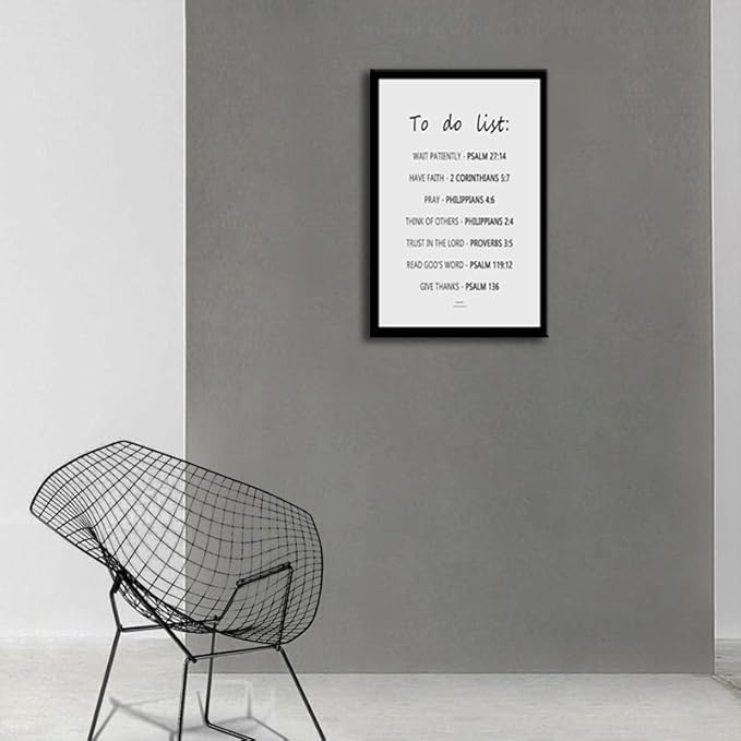 Motivational Wall Decor To Do List The Christian Faith Psalm,2 Corinthians,Philippians,Proverbs Inspirational Religious Decor with Scripture Quotes for Church Home Indoor Ready to Hang [24" W X 36" H]