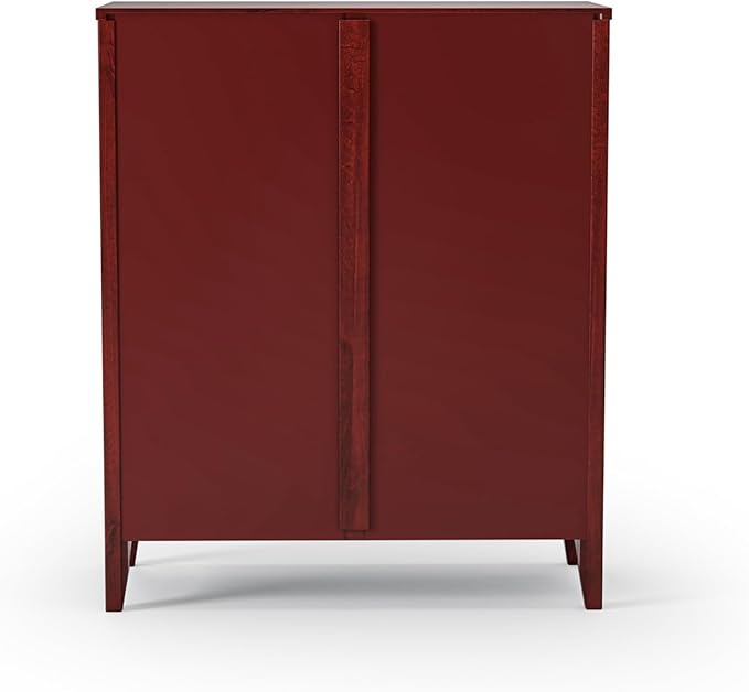 Camaflexi Shaker Style 3 Shelf Bookcase/Solid Wood / 36" High/Adjustable Shelving/Closed Back/Display Bookshelf for Living Room, Bedroom, Home and Office, Red Garnet Stain