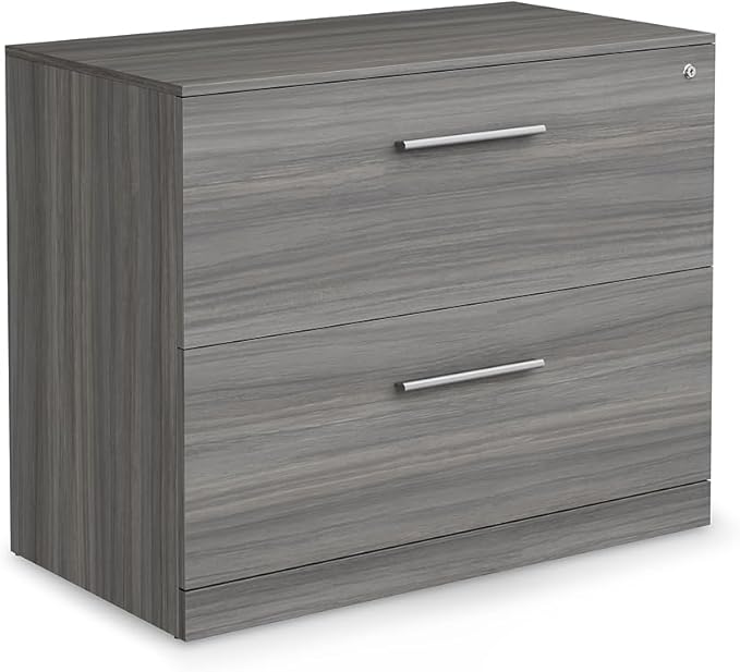 NBF Lateral File Cabinet - 29" H Two Lockable Drawer File Cabinet - Office Lateral Filing Cabinets with Gray Laminate Finish - Modern Lateral File Cabinets for Home Office