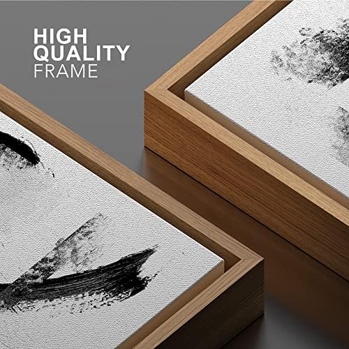 SIGNWIN Framed Canvas Print Wall Art Black Ink Paint Stroke Pattern Landscape Abstract Shapes Illustrations Modern Art Minimal Multicolor for Living Room, Bedroom, Office - 16"x24" Natural