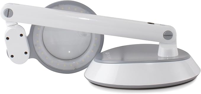 OttLite LED Space-Saving Magnifier Desk Lamp with Optical-Grade Magnification (White)