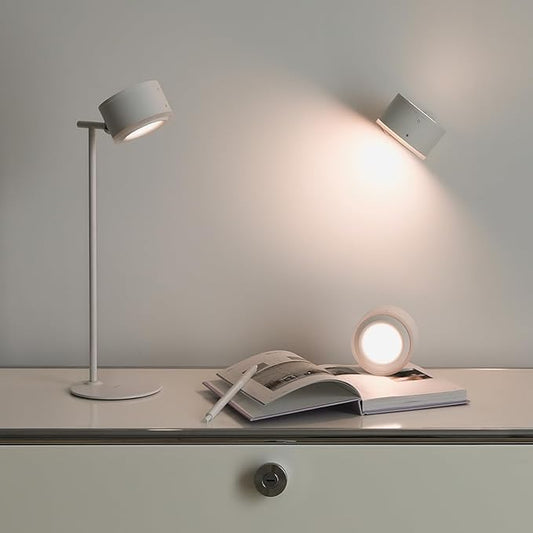 mooas Dual Cordless LED Desk Stand USB-C Rechargeable, Magnetic Flicker-Free LED Desk Lamp, 3 Brightness Levels Touch Control 360° Adjustable, Wall-Mounted Task Light for Reading Home Office Study