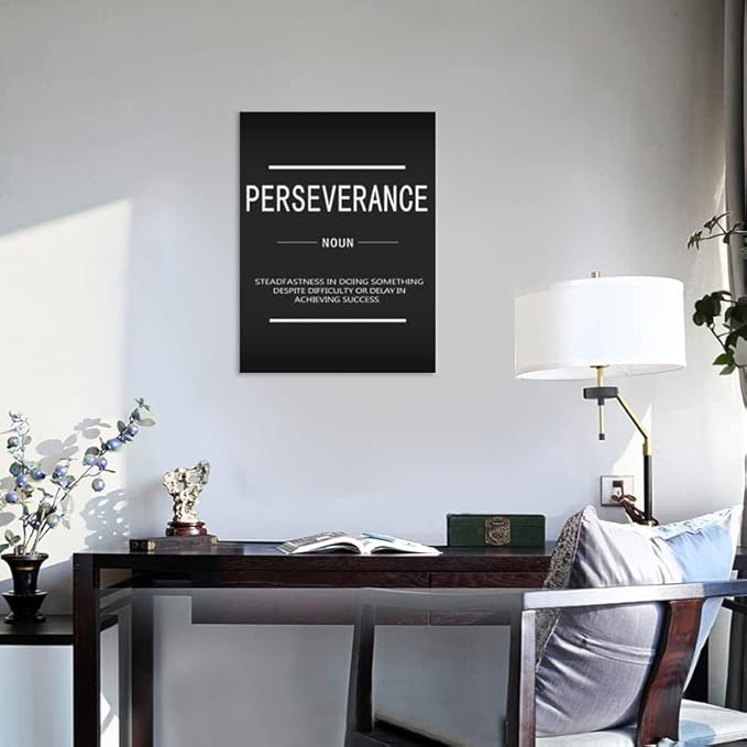 WYJZDZQ8 Inspirational Canvas Wall Art Perseverance Noun Printing Poster Motivational Entrepreneur Quotes Poster Artwork Office Workplace Living room Wall Decor Frame Ready to Hang[18" W x 24" H]