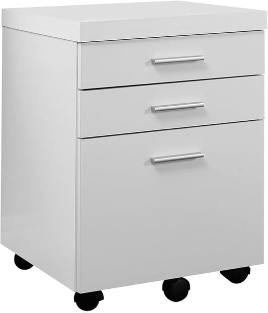 Atlin Designs 3 Drawer File Cabinet, 26" H x 18" W x 19" D, White Finish, Includes Castors, Compact Storage Organizer for Office, Under Desk or Home Use