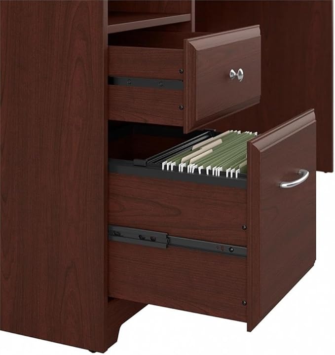 Bush Home Cabot 60W Computer Desk with Drawers in Harvest Cherry, Workstation and File Storage, Desktop with Organization Solution for Home Office