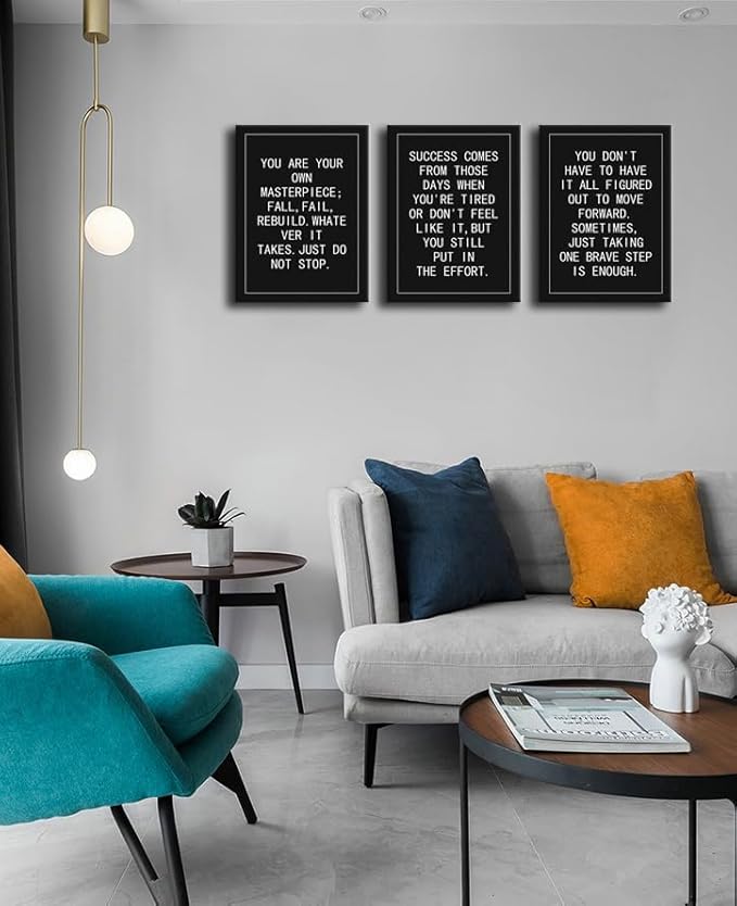 Motivational Painting Wall Art 3 Pieces Canvas Print Office Wall Decor Just Do Not Stop Poster Inspiring Framed Inspirational Quotes Wall Art Modern Home Decoration Ready to Hang[36''Wx 16''H]
