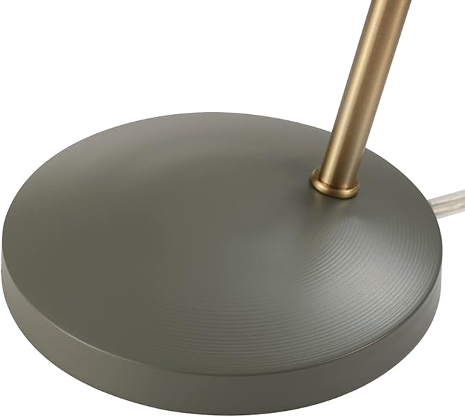 Globe Electric 52298 Harper 16" Desk Lamp, Matte Gray, Matte Brass Arm and Pivot Joint, in-Line On Off Switch