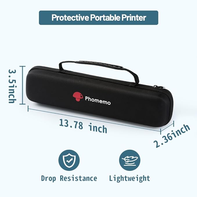 Phomemo Case, Compatible with M08F/D810/P831/TP81 Letter & A4 Portable Printer, for Itari A886, TATTMUSE A887 Mobile Travel Printer Storage Holder Paper & USB Cable(Box Only)