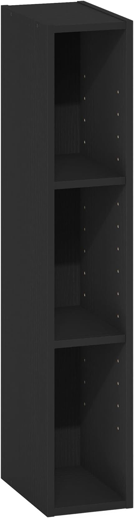 Furinno Fulda Book Shelf, 3-Tier Narrow Bookshelf, Bookcase with 6-in Width Storage Shelf, 9.3 x 5.9 x 31.5, for Living Room, Bedroom, Home Office, Darkwood