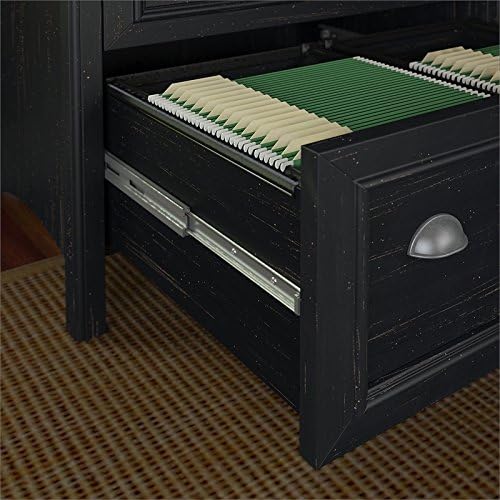 Bush Home Fairview 2 Drawer Lateral File Cabinet in Antique Black/Hansen Cherry, Home Office Storage for Letter, Legal, and A4-Size Documents