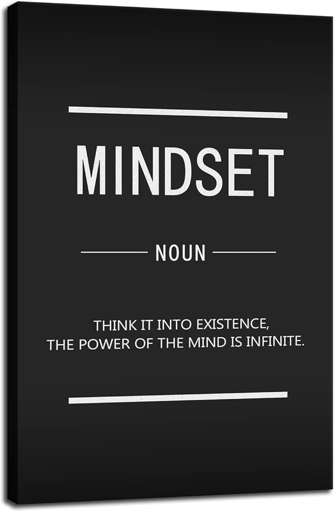 Mindset Noun Inspirational Canvas Wall Art Painting Poster Inspiring Entrepreneur Quote Print Artwork Office Decoration Home Wall Decoration Frame Ready to Hang[24''W x 36''H]