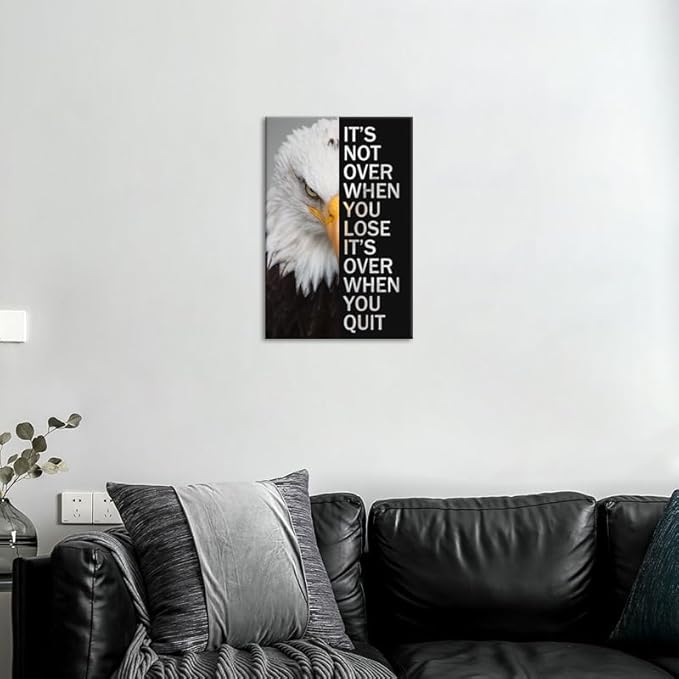 Inspirational Canvas Wall Art Inspirational Animal Eagle Poster Motivational Entrepreneur Positive Quote Picture Print Artwork Office Decor Holiday Gift Frame Ready to Hang[12''W X 18''H]