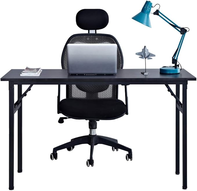SogesPower Computer Desk Folding Table 47 inches Fully Assembled Sturdy Writing Desk for Home Office Folding Desk, Black