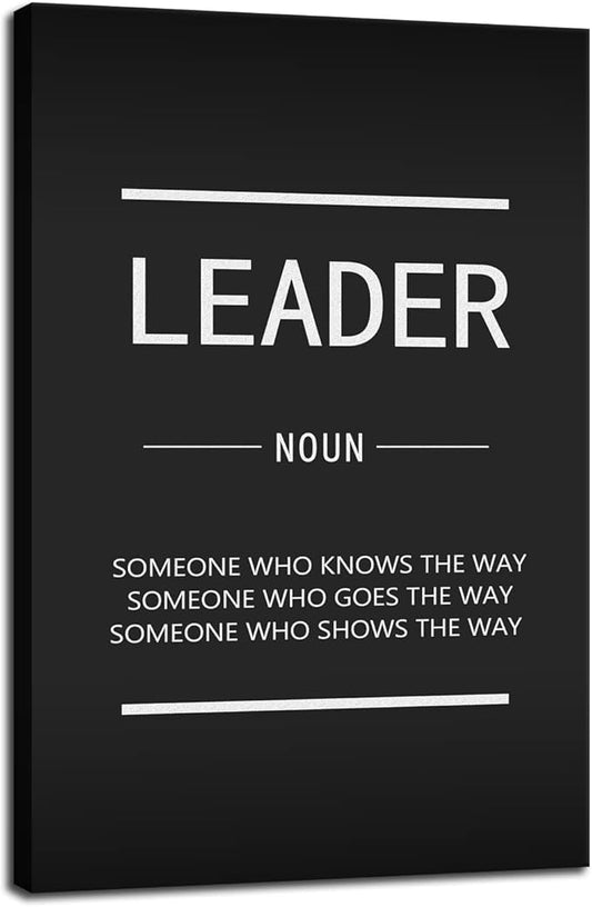 Motivational Canvas Wall Art Leader Noun Inspiring Canvas Prints Inspirational Leader Entrepreneur Quotes Painting Poster Print Artwork Office Decoration Frame Ready to Hang[24''W x 36''H]