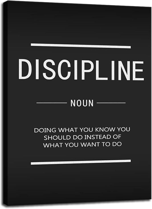 Inspirational Canvas Wall Art Motivational Painting Discipline Noun Pictures Inspiring Entrepreneur Quote Posters Prints Artwork Bedroom Office Wall Decor Framed Ready to Hang[30" W X 40" H]
