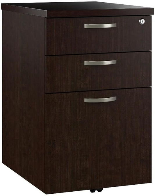 Bush Business Furniture Office in an Hour 3 Drawer Rolling File Cabinet in Mocha Cherry | Mobile Under Desk Drawers for Letter, Legal, and A4-Size Document Storage