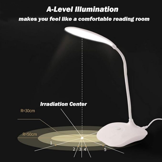 LED Table Lamp,Portable Eye-Protected Flexible Gooseneck Small Desk Lights for Dorm Study Office Bedroom-USB and 3 AA Batteries Powered-Not Include Batteries (2 Pack)