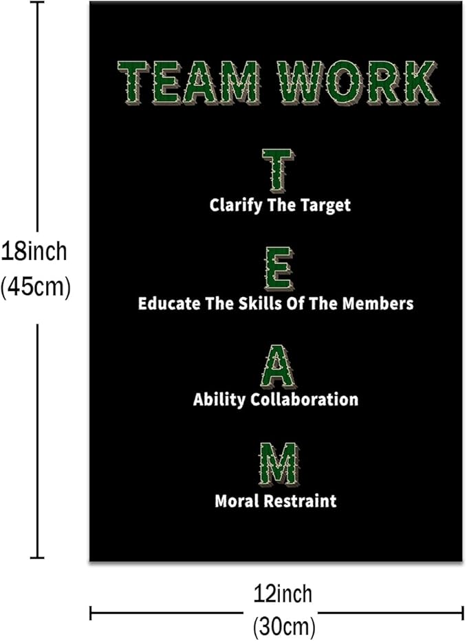 Inspirational Canvas Wall Art Team Work Motivational Entrepreneur Quotes Poster Print Positive Theme Artwork for Modern Home Bedroom Bathroom Wall Picture Painting Stretched and Framed [12''Wx18''H]