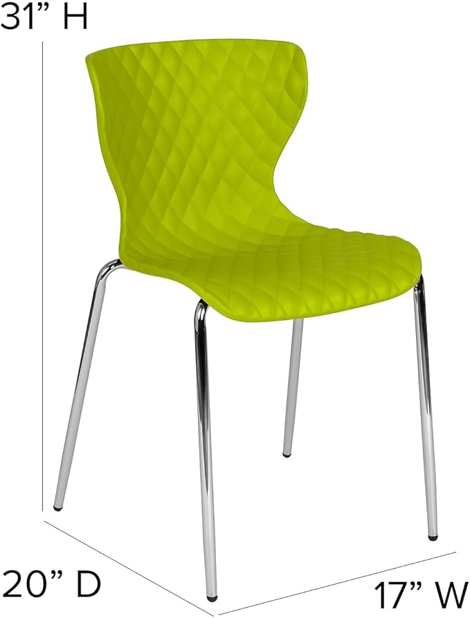 Flash Furniture Lowell Contemporary Design Citrus Green Plastic Stack Chair