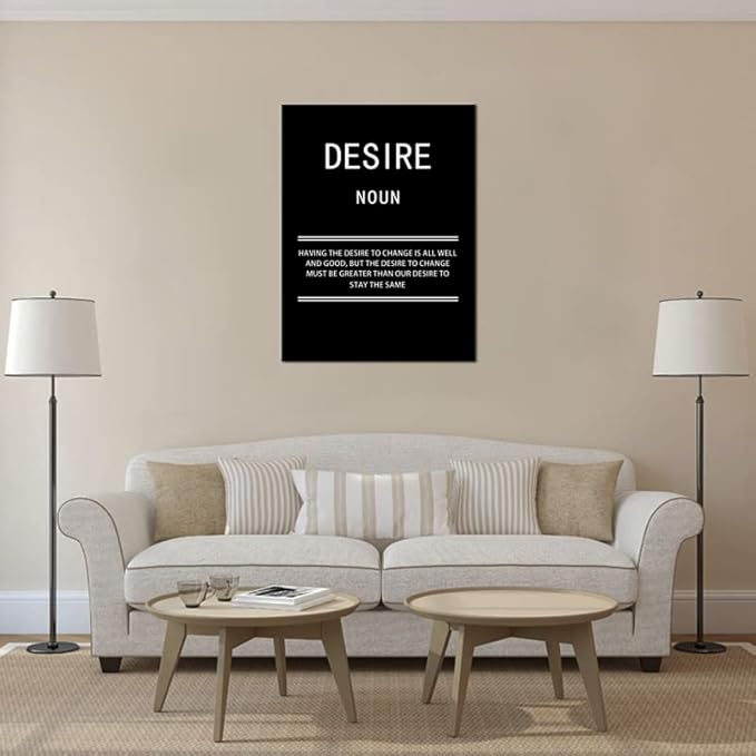 WYJZDZQ8 Inspirational Canvas Office Print Wall Art Desire Noun Motivational Picture Poster Painting Modern Inspiring Artwork for Home Living Room Bedroom Decor Ready to Hang [30''W x 40''H]