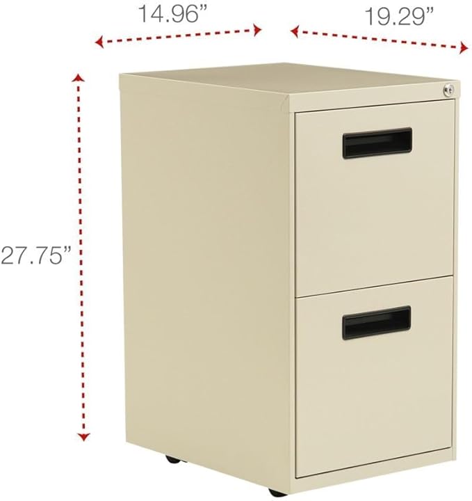 Alera PAFFPY Two-Drawer Metal Pedestal File, 14 7/8w x 19-1/8d x 27-3/4h, Putty