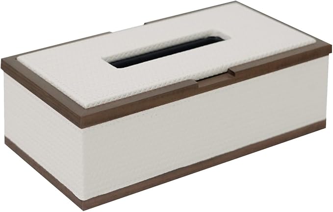 Stylish Tissue Box Walnut Tissue Box High-End Tissue Box Cover and Rectangular Tissue Box Holder for Bathroom Kitchen Office Desk Dressers Modern Tissue Box (Color : Gray) (White)