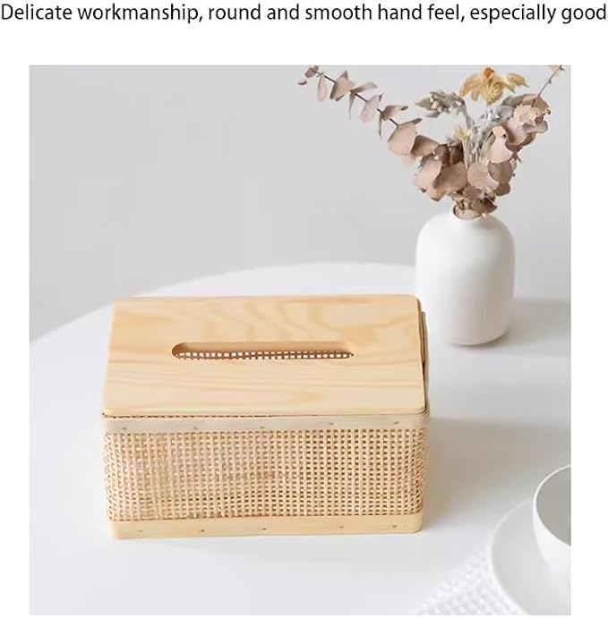 Stylish Tissue Box Rattan Tissue Box Fashion Tissue Organizer and Woven Tissue Box for Bathroom Vanity Desks Offices Bedroom Home Table Modern Tissue Box (Color : Beige, Size : B) (Beige Multi)