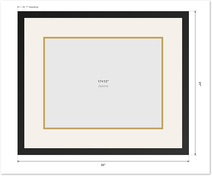 CountryArtHouse Diploma Frame Fits 17 x 13 International Diploma - Keepsake Graduation Display Rustic Walnut Genuine Hardwood with Dark Red Over Metallic Gold Double mat