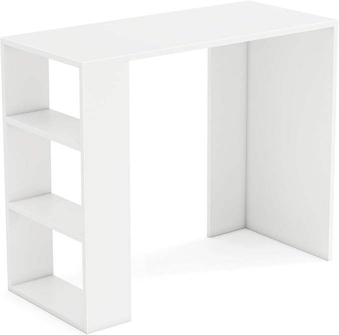Tangkula Small Computer Desk, 36 Inch Home Office Desk with Bookshelf, Student Teen Study Writing Desk, Modern Simple Laptop Workstation, Vanity Table for Small Space (White)