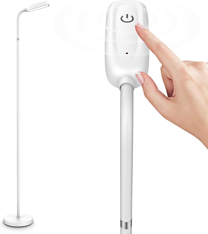 Cordless Floor Lamp, 5000mAh Rechargeable Battery Operated Floor Lamp, Adapter Included, Portable, Touch Control for Bedroom Reading Camping, Gooseneck, 3 Color Temperatures Emergency Lighting