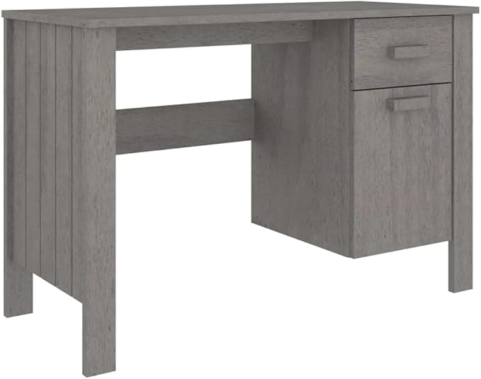 Modern Simple Computer Desk Home Office Desk, 44.5" Small PC Laptop Work Table with Storage Cabinet and Drawer, Study Writing Table Workstation for Space Saving, Light Gray
