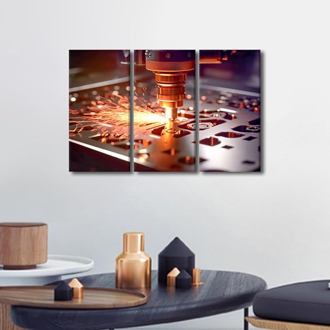 TUMOVO Canvas Art Room Decor 3 Pieces Canvas Art Milling Machine Paintings Canvas Wall Art Modern Wall Artwork Wall Contemporary Home Decorations for Living Room Bedroom Office Bathroom, 36x24 Inch