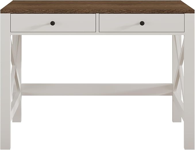 ChooChoo Computer Desk Study for Home Office, Modern Simple 40 Inches Desk with Drawers, Makeup Vanity Console Table, Soft White