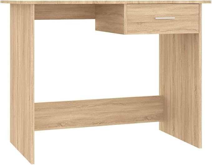 Sonoma Oak Corner Desk, Engineered Wood, 19.7" x 39.4" Compact Computer Desk with Drawer, Rectangular Work Table for Home Office, Study, Beige Finish