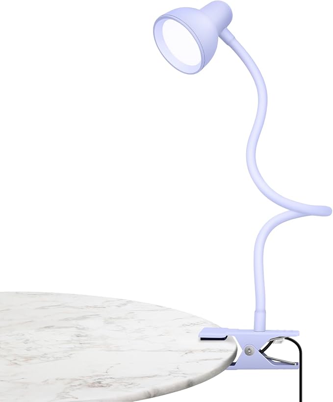 Clip on Lamp USB Reading Light, 3 Color Modes, 10 Brightness Dimmable, Flexible Gooseneck Desk Lamp with Clamp, Eye Care Clip on Light for Bed Headboard Desk Home Dorm