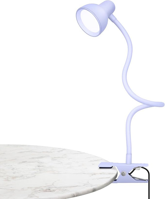 Clip on Lamp USB Reading Light, 3 Color Modes, 10 Brightness Dimmable, Flexible Gooseneck Desk Lamp with Clamp, Eye Care Clip on Light for Bed Headboard Desk Home Dorm
