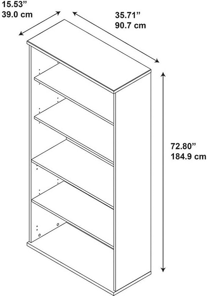 Bush Business Furniture Series C Tall 5 Shelf Bookcase in Mocha Cherry, Large Bookshelf for Home and Professional Office