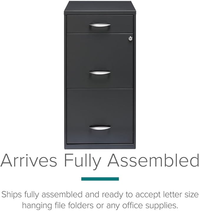 Pemberly Row Set of 18 Contemporary 3-Drawer Metal File Cabinet in Charcoal