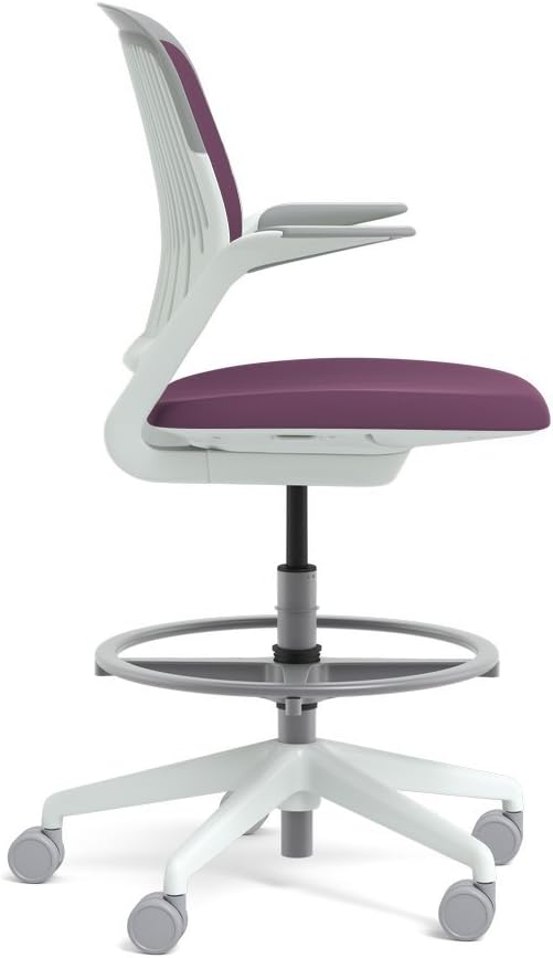 Steelcase White Base with Hard Floor Casters Cobi Stool, Concord