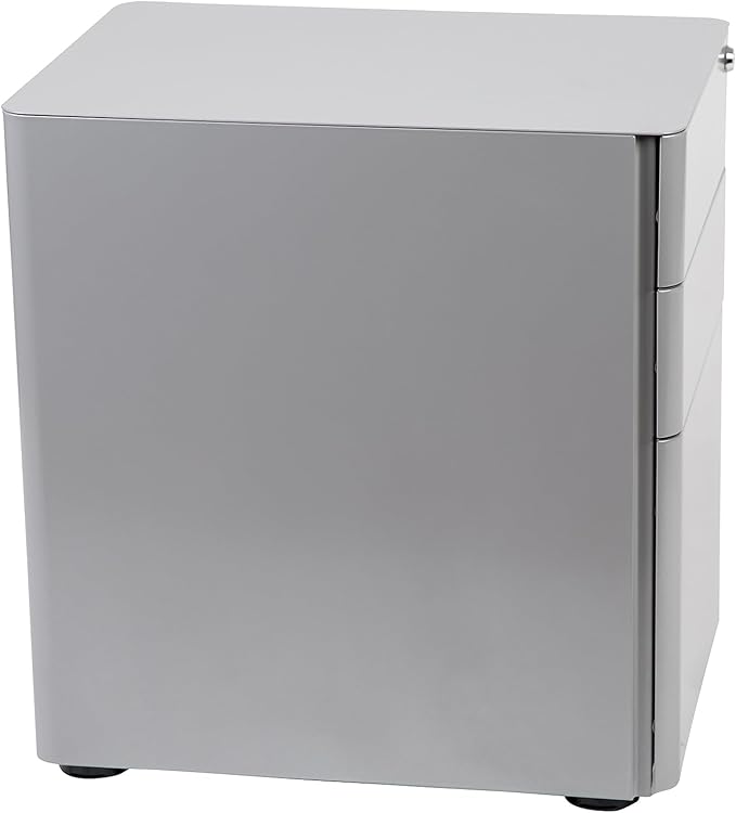 Flash Furniture Warner Modern 3-Drawer Mobile Locking Filing Cabinet with Anti-Tilt Mechanism and Hanging Drawer for Legal & Letter Files, Gray, Set of 1