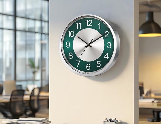 Silent Wall Clock Battery Operated, Modern Metal Wall Clock Decorative for Kitchen/Living Room/Home/Office/School, 12 Inch, Non-Ticking