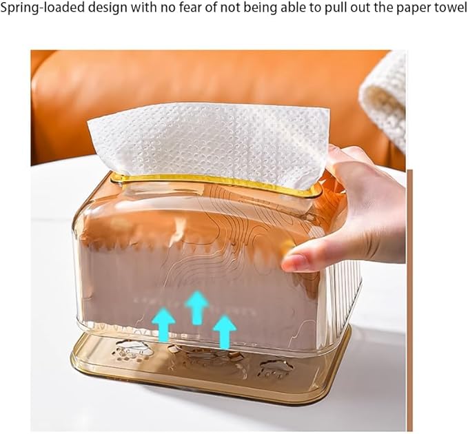 Stylish Tissue Box Spring Tissue Box and High-end Tissue Box Rectangular Tissue Holder for Vanity Bathroom Kitchen Office Room Home Decor Modern Tissue Box (Color : Amber) (White)